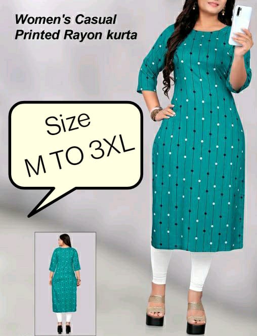 Women's Casual Printed Rayon Regular Wear Kurta Catalog